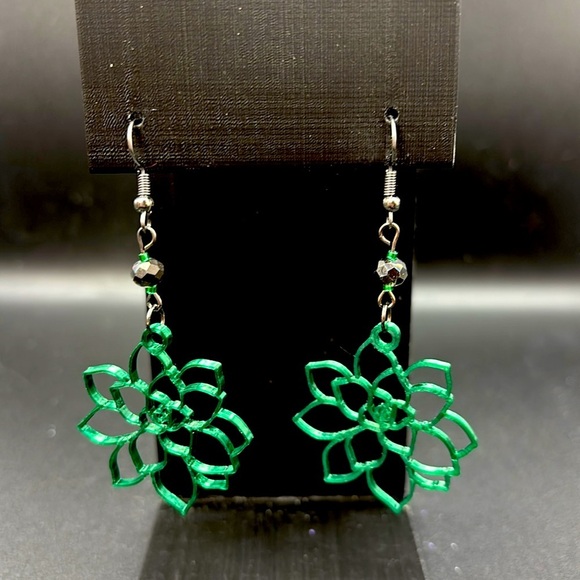 Green Succulent Earrings - Picture 3 of 6
